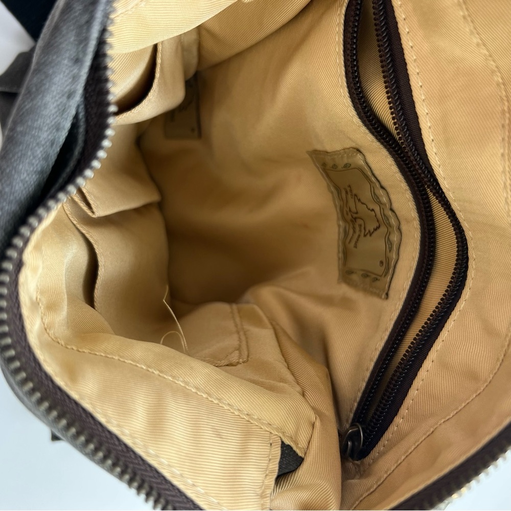 TSD Brand Canvas & Leather Backpack Messenger Bag w/Metal Clasp Pockets‎ - Picture 3 of 6